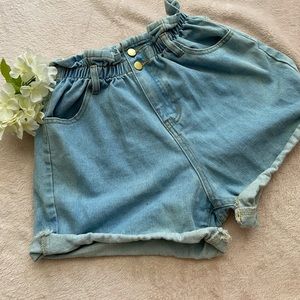 DENIM PAPER BAG SHORTS ( PRINCESS POLLY)
